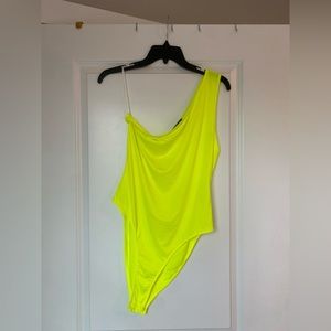 Neon Yellow One Shoulder Body Suit